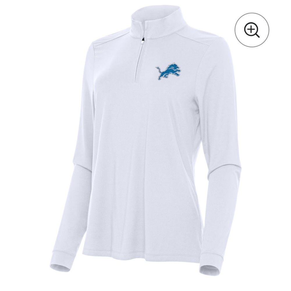 Women's Detroit Lions Antigua White Quarter Zip